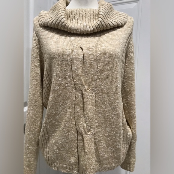 🍎SAG HARBOR Elong. Melange Metallic Beige Sweater, M/L - Picture 1 of 13